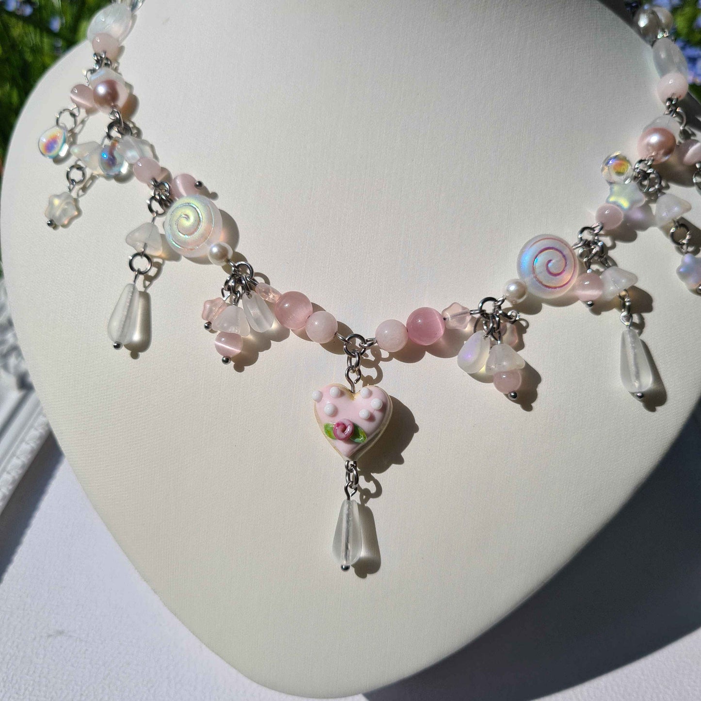 rose tea party necklace - handmade necklace