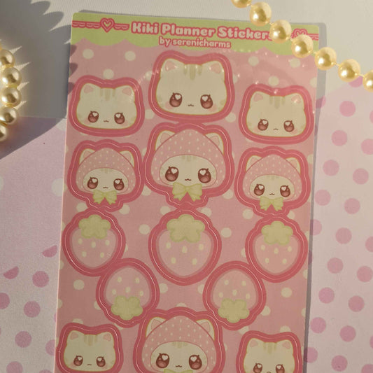Kiki The Strawmew , Kawaii Planner Stickers - Stickersheet