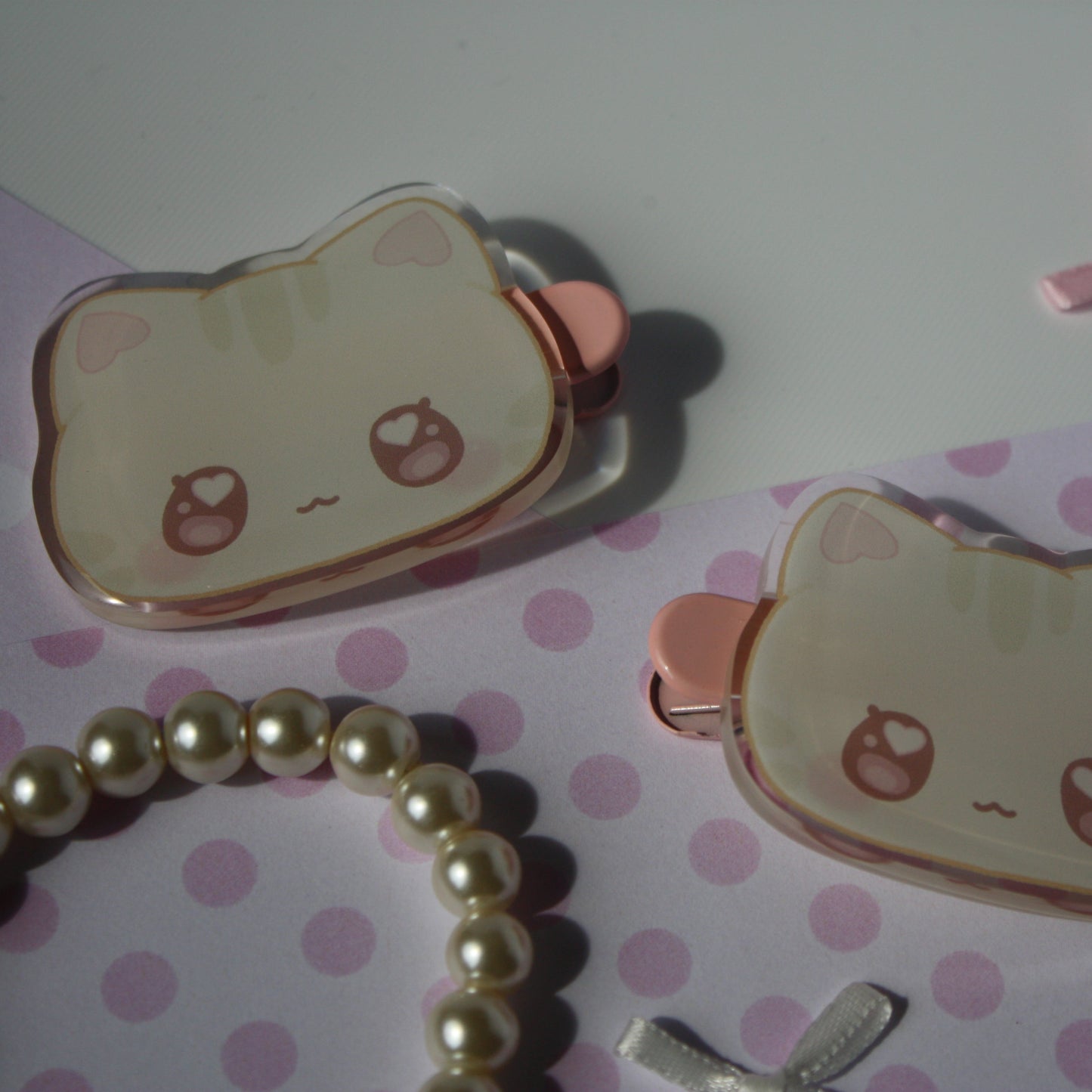 Kiki The Strawmew , Strawberry , Angel Wings - Acrylic Hair Clip Set