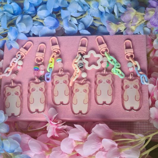 Silly Standing Cat Keycharm - Beaded Keycharm