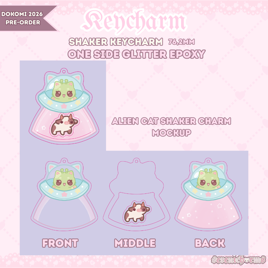 Shaker Keycharm, Silly Alien Cat - Dokomi 2026 Pre-Order
