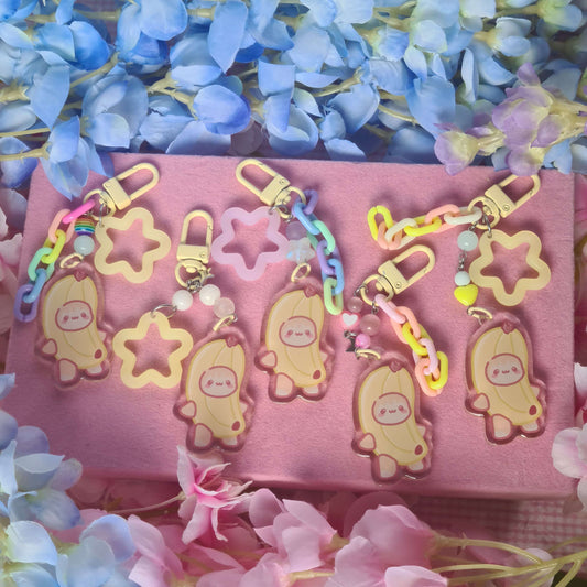 Banana Cat Meme Keycharm - Beaded Keycharm