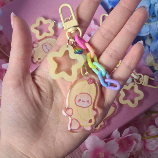Banana Cat Meme Keycharm - Beaded Keycharm