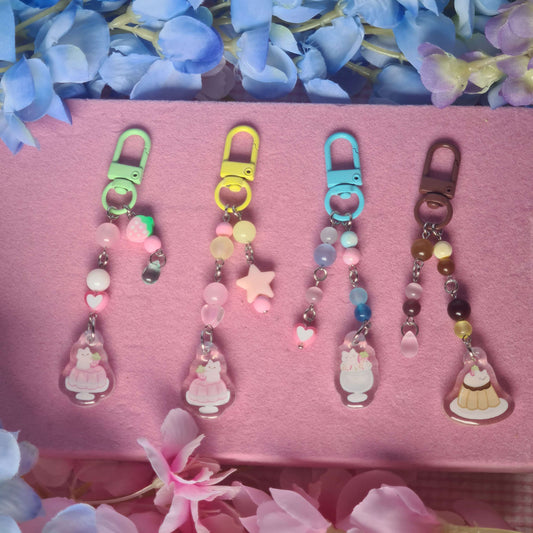 Cat Desserts Keycharm - Beaded Keycharm