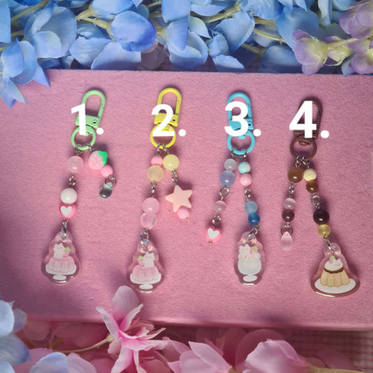 Cat Desserts Keycharm - Beaded Keycharm