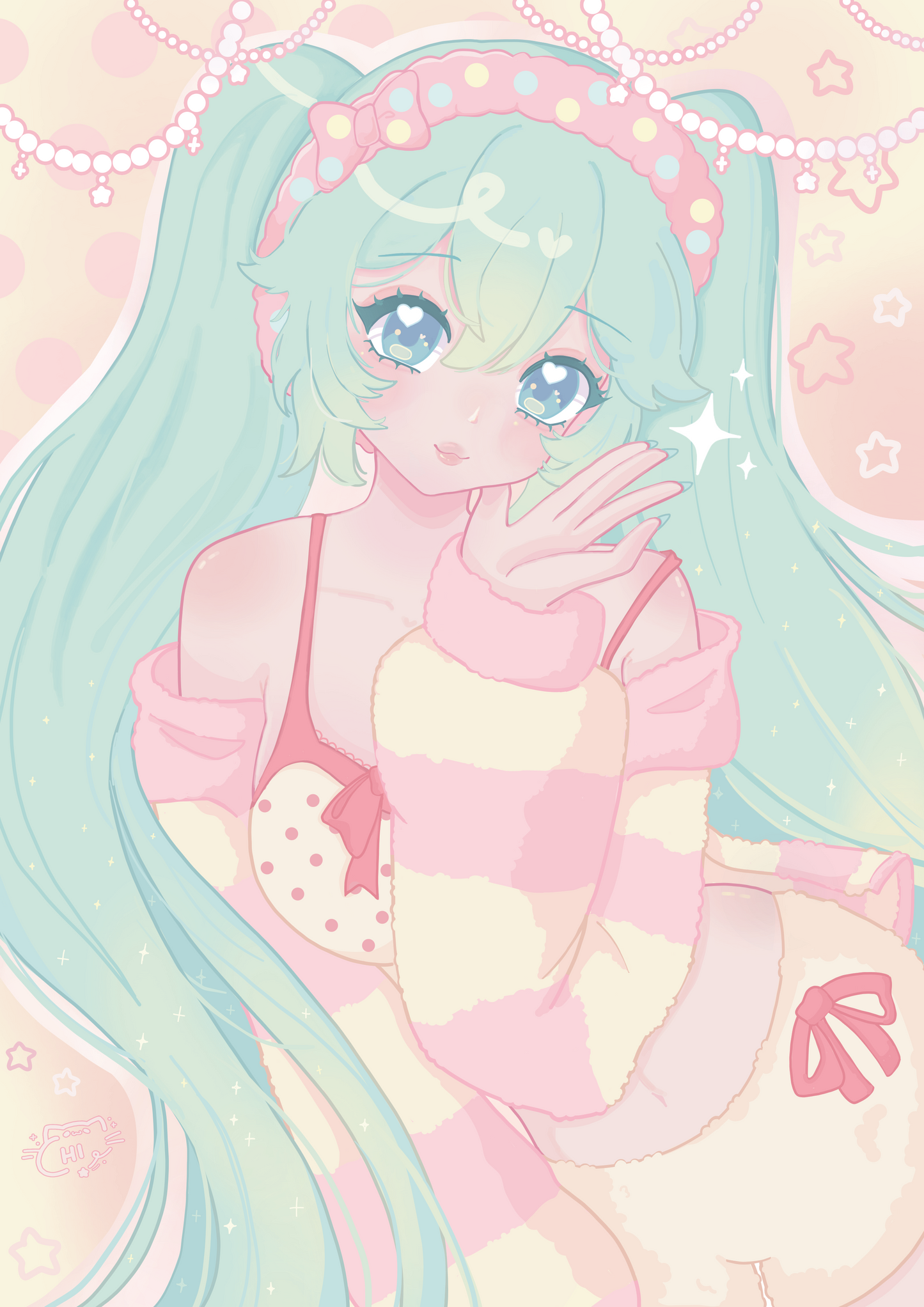 Hatsune Miku Room Wear Pyjama , Vocaloid - A6 Art Print