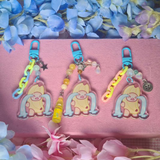 Crying Banana Cat Meme Keycharm - Beaded Keycharm