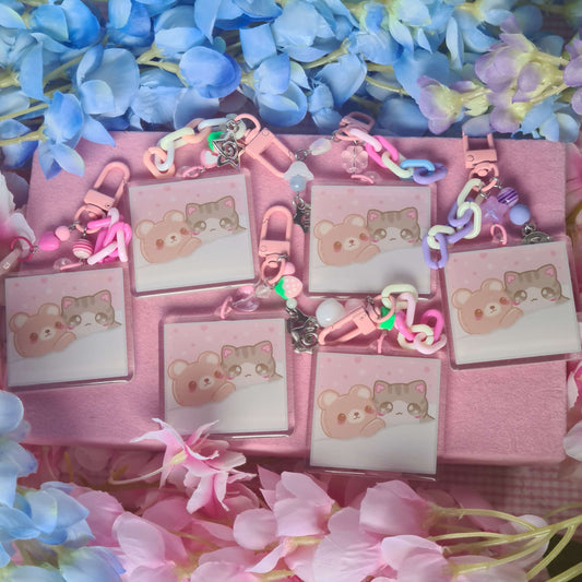 Silly Sleepy Cat Meme Keycharm - Beaded Keycharm