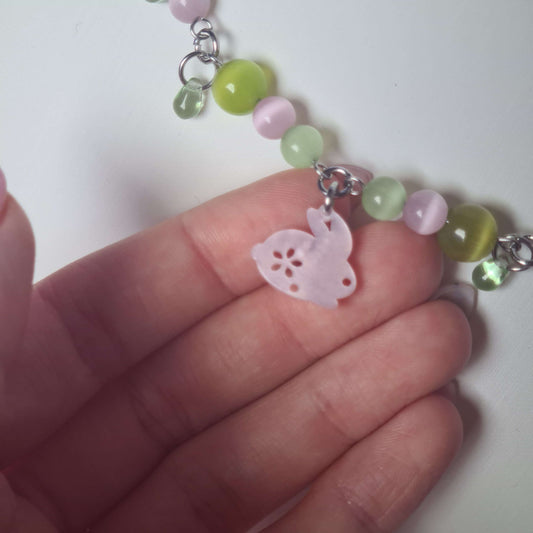 Strawberry Matcha Bunny - Necklace