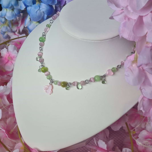 Strawberry Matcha Bunny - Necklace