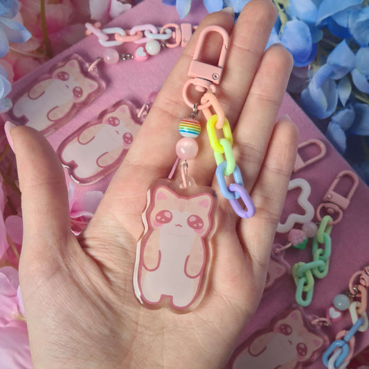 Silly Standing Cat Keycharm - Beaded Keycharm