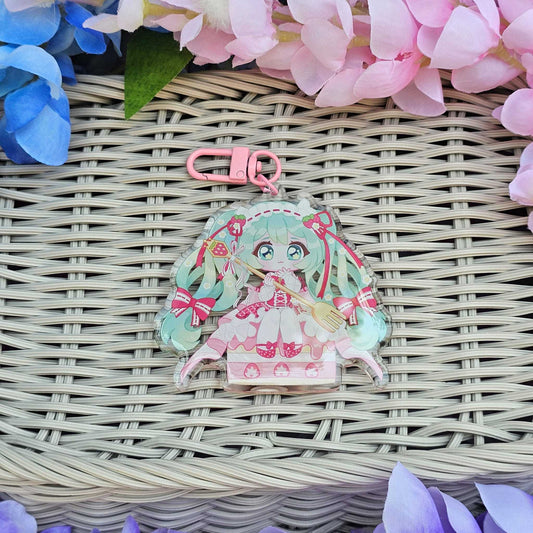 Strawberry Pop Vocaloid Idol Miku - Acrylic Keycharm