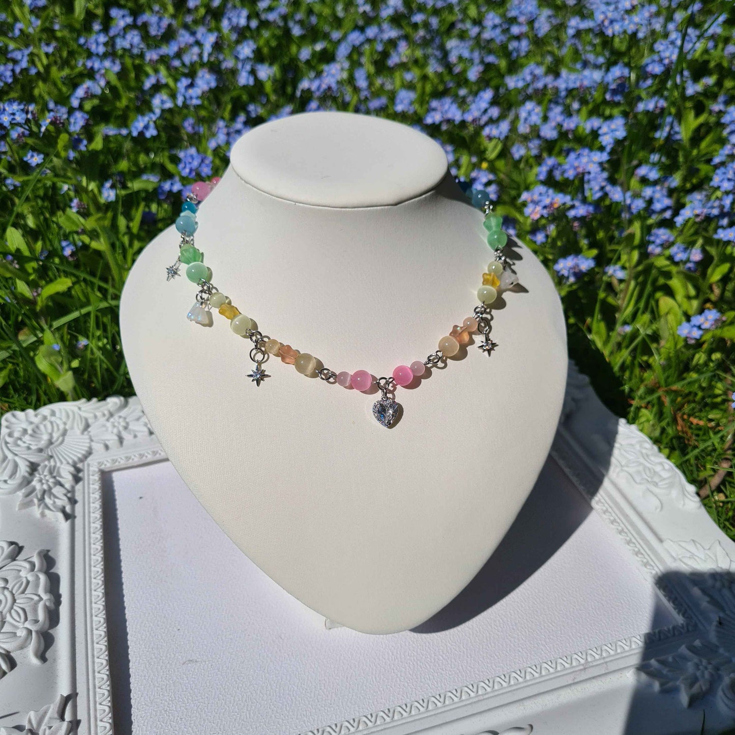 rainbow wisp, choker necklace - handmade necklace