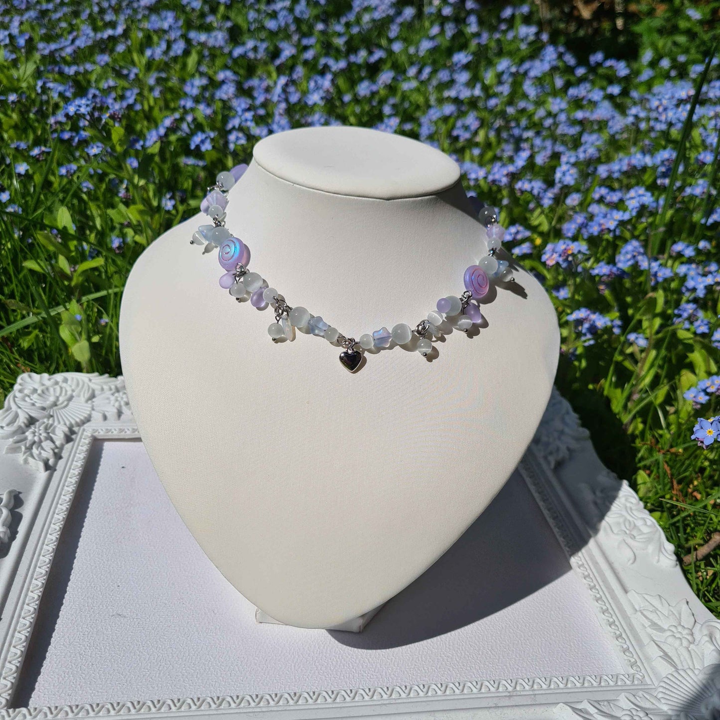 wisteria dreams, cluster choker necklace - handmade necklace
