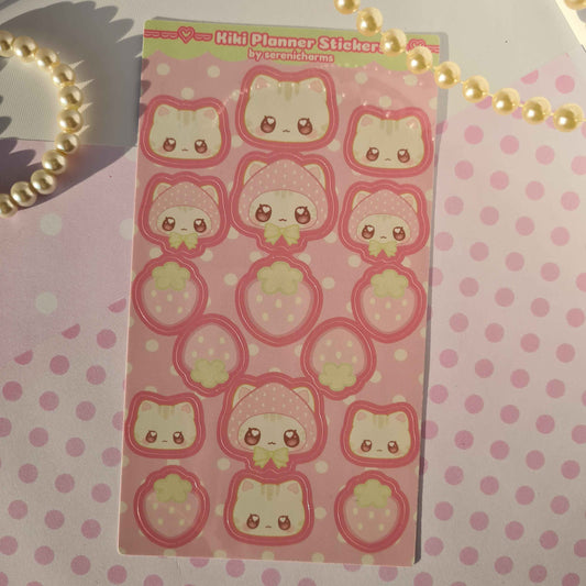 Kiki The Strawmew , Kawaii Planner Stickers - Stickersheet