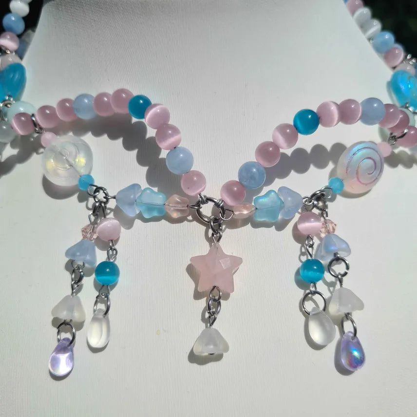 candy stars necklace - handmade necklace choker