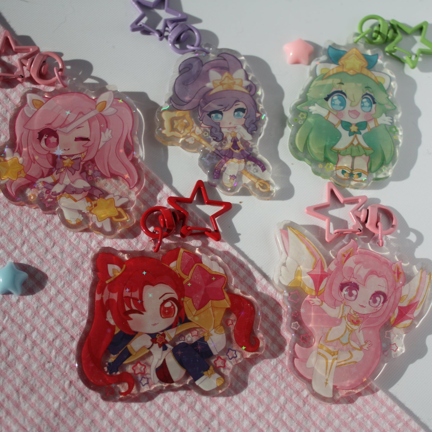 Star Guardian Lux , Lulu , Janna , Jinx , Kai'Sa , League of Legends - Acrylic Keycharms