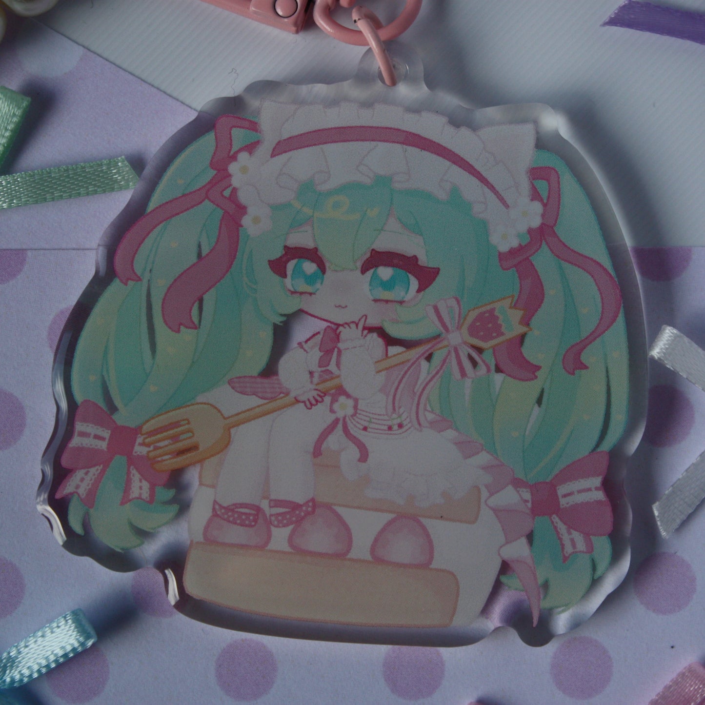 Strawberry Miku , Vocaloid - Acrylic Keycharm