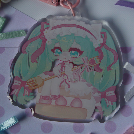 Strawberry Miku , Vocaloid - Acrylic Keycharm