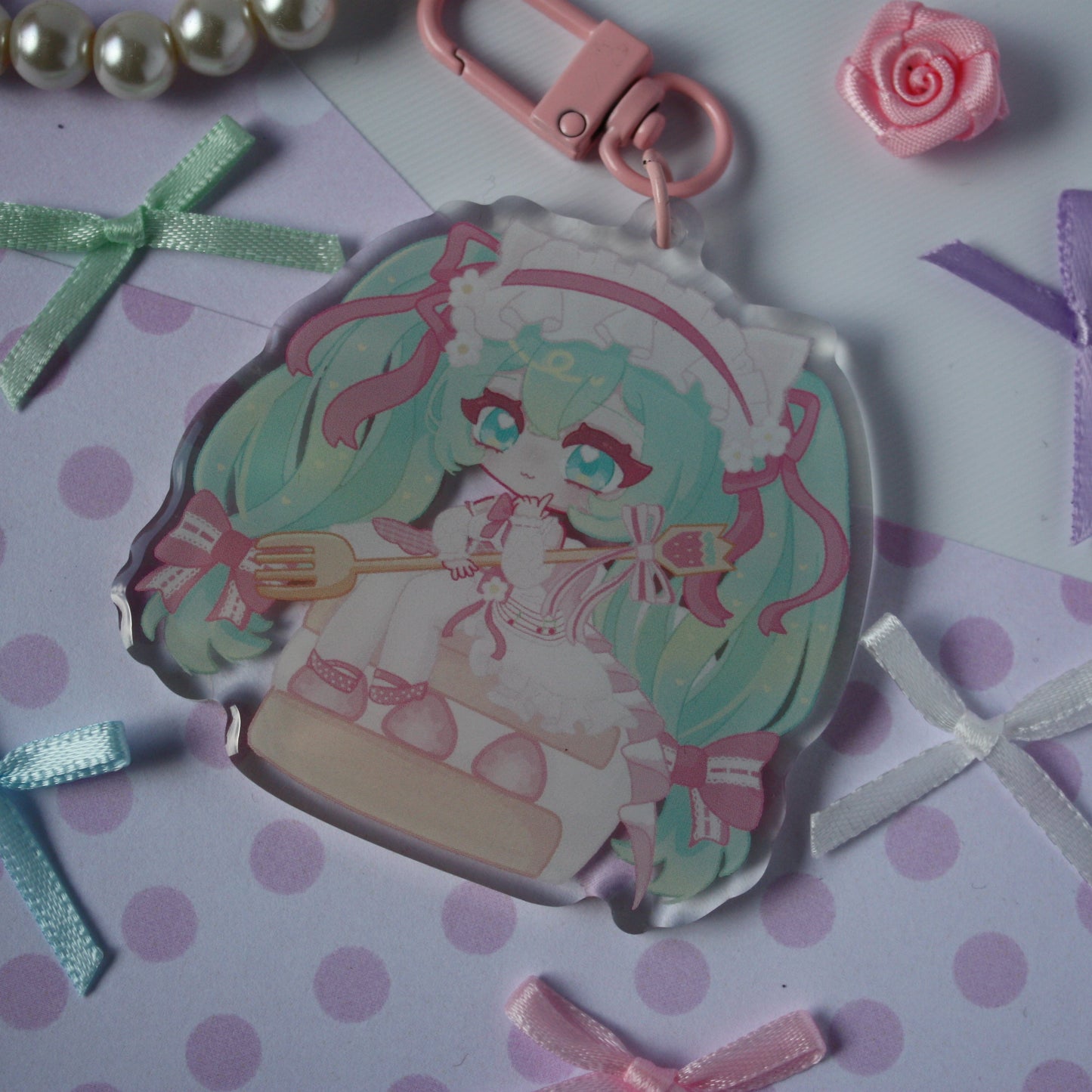 Strawberry Miku , Vocaloid - Acrylic Keycharm