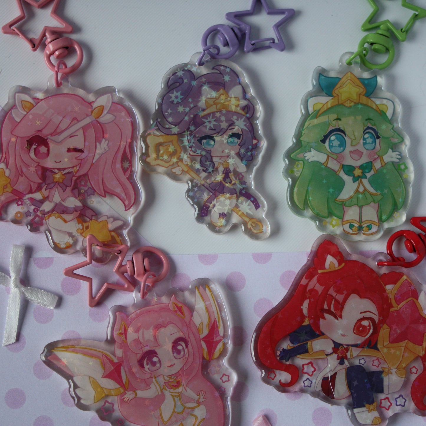Star Guardian Lux , Lulu , Janna , Jinx , Kai'Sa , League of Legends - Acrylic Keycharms