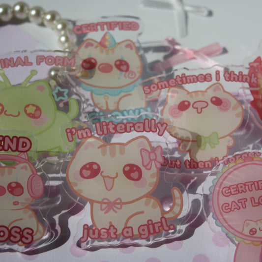 silly cats , kawaii - Acrylic Pins