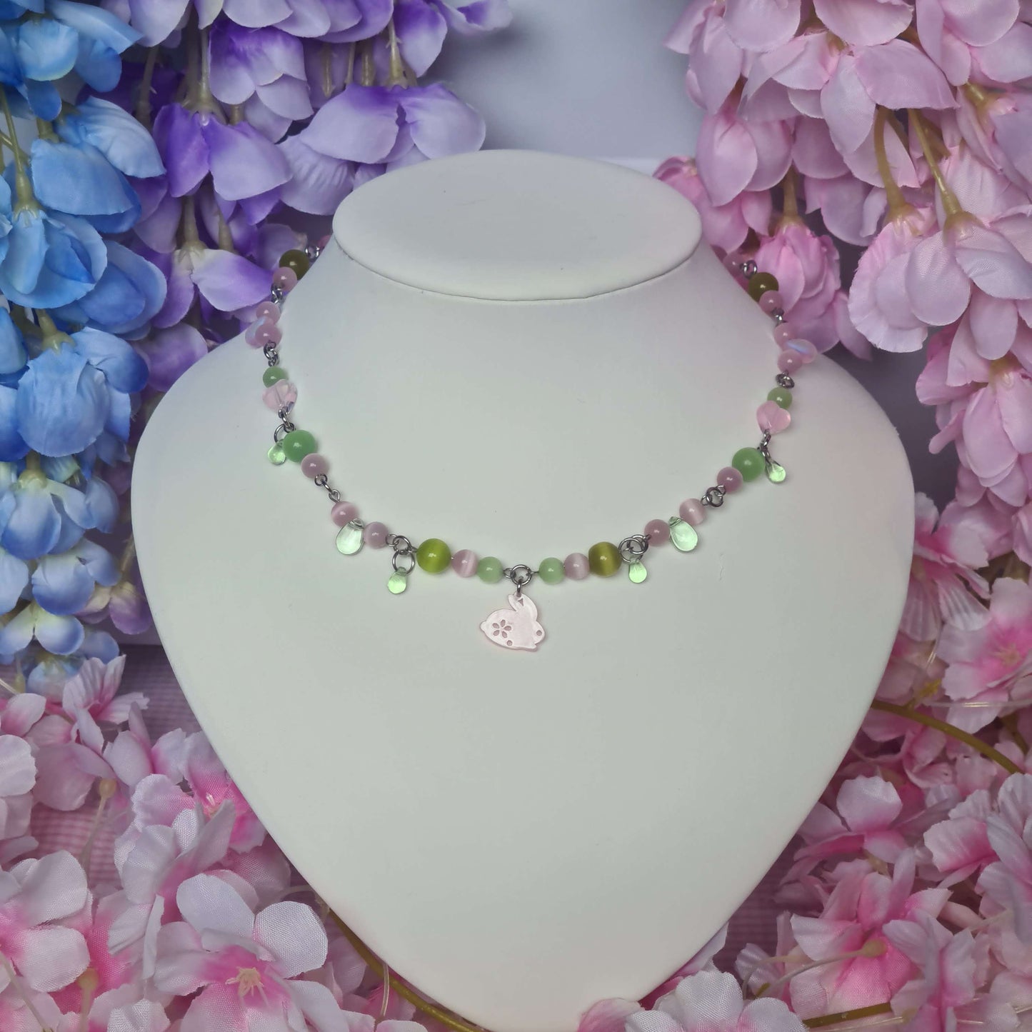 Strawberry Matcha Bunny - Necklace