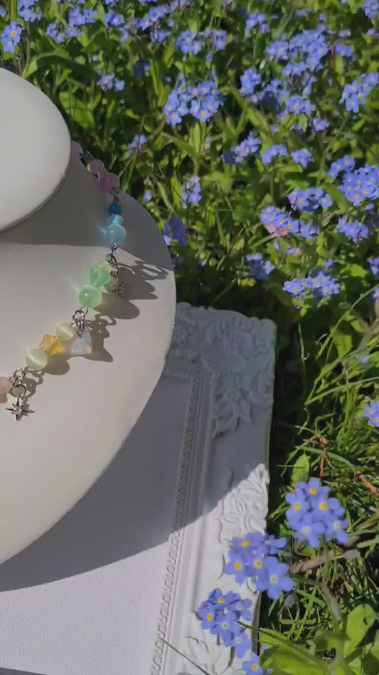 rainbow wisp, choker necklace - handmade necklace
