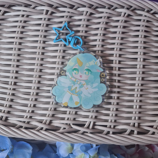 Star Guardian Soraka - Acrylic Glitter Epoxy Keycharm , League of Legends