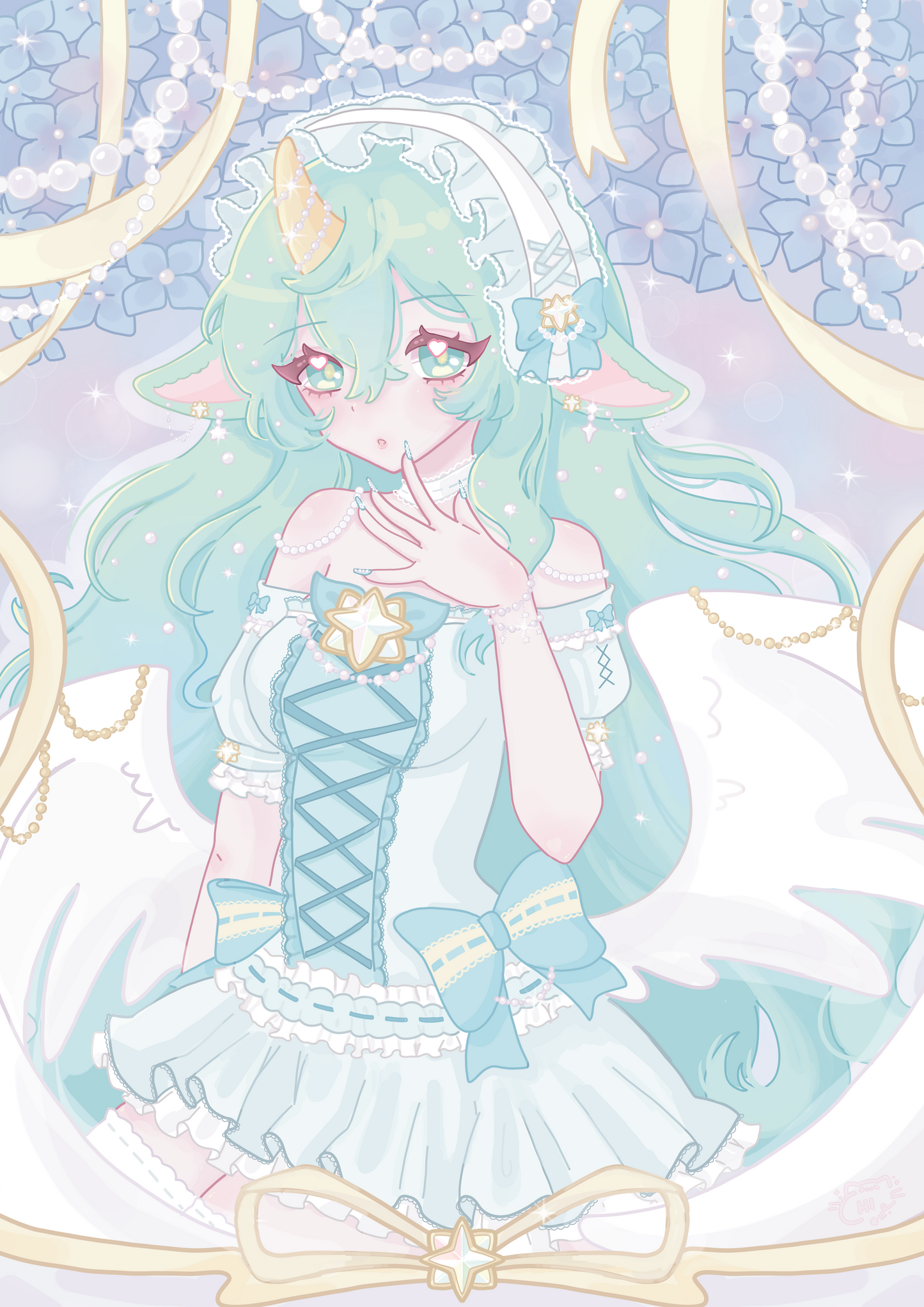 Star Guardian Soraka J-Fashion Outfit , League of Legends - A6 Art Print